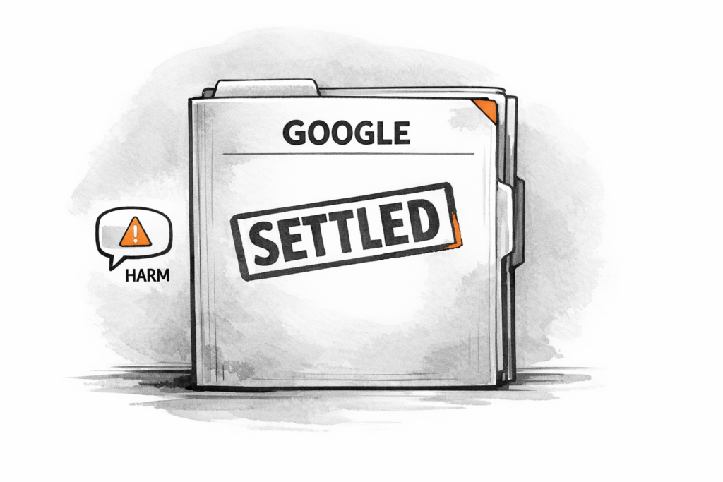 Chatbots et “harm” : le règlement Google/Character.AI qui change la sur la responsabilité