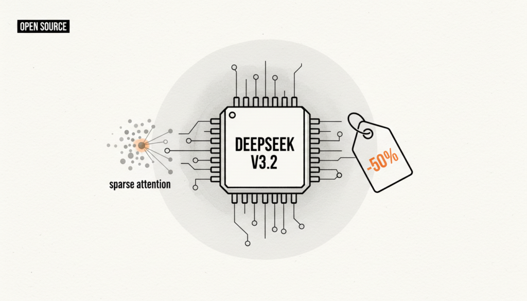 DeepSeek-V3.2 : comment un modèle chinois open-source divise par deux les coûts d’inférence avec l’attention “sparse”